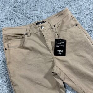 NWT Under 5'10 Mens Garment Dyed Stretch Jeans Fossil Khaki Tan‎ Size 30x25